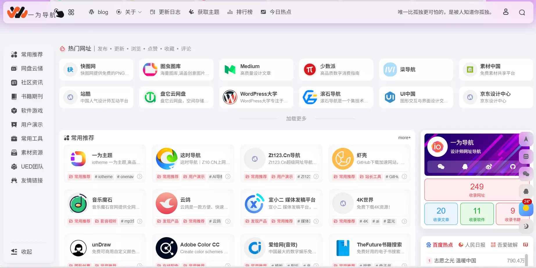 汇集全网优秀的网址导航主题模板和书签管理工具 - 苏酷伊